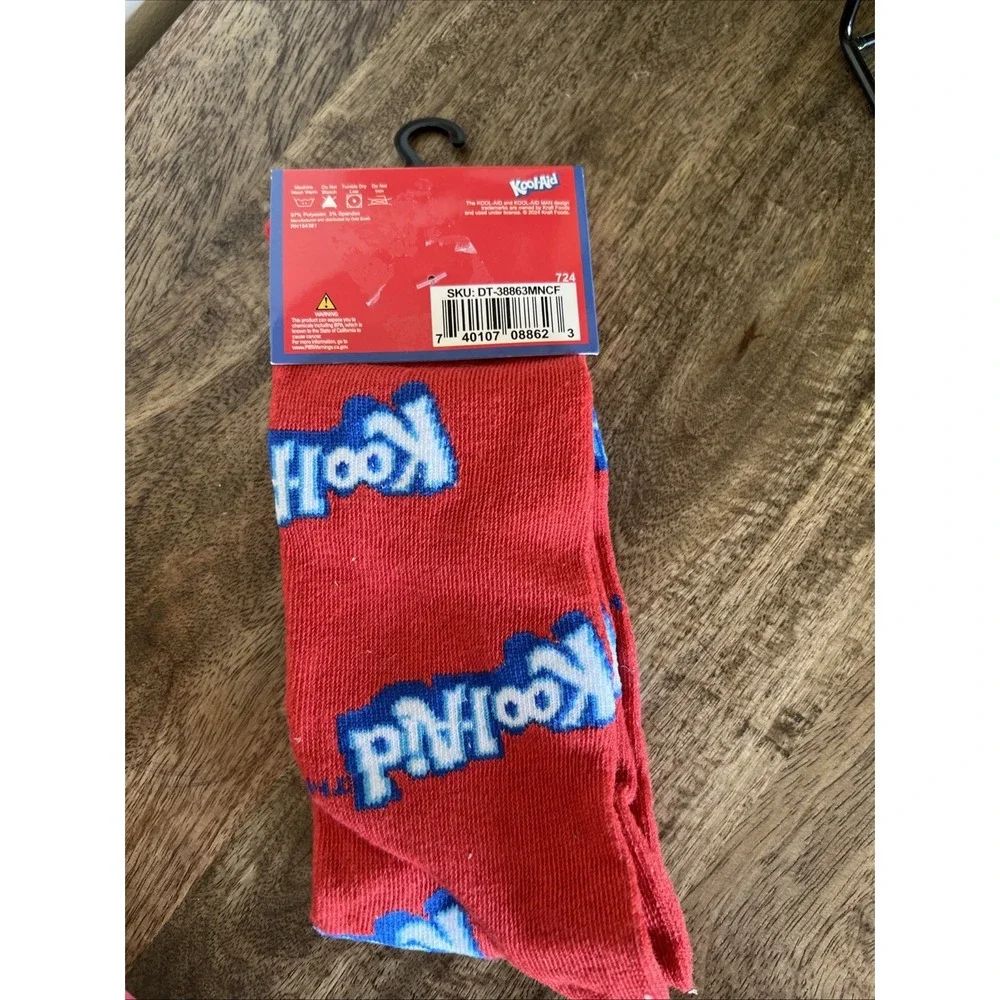 Kool Aid Crew Socks Mens Novelty Funny by Odd Sox Red Unisex‎ OS Shoe Size 6-12